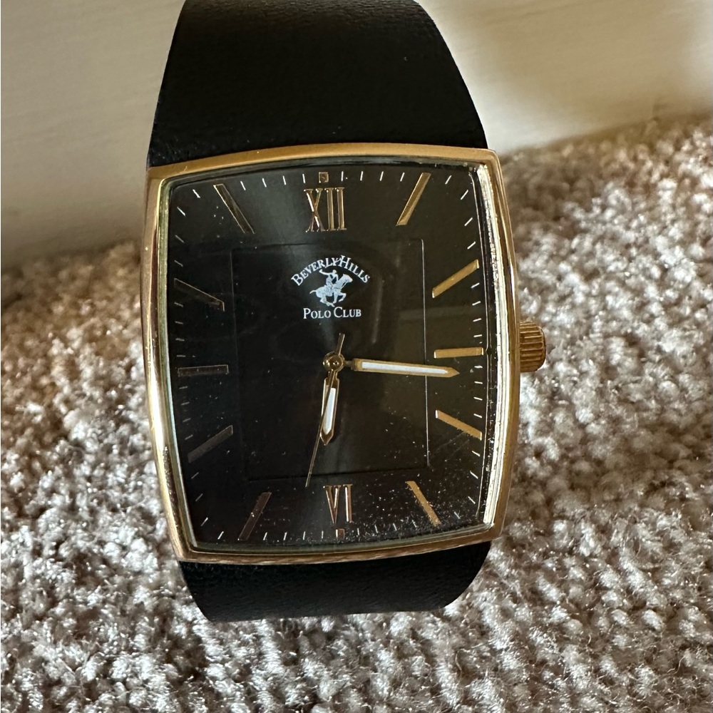 Beverly Hills Polo Club Black Watch with Gold Trim - Picture 1 of 10